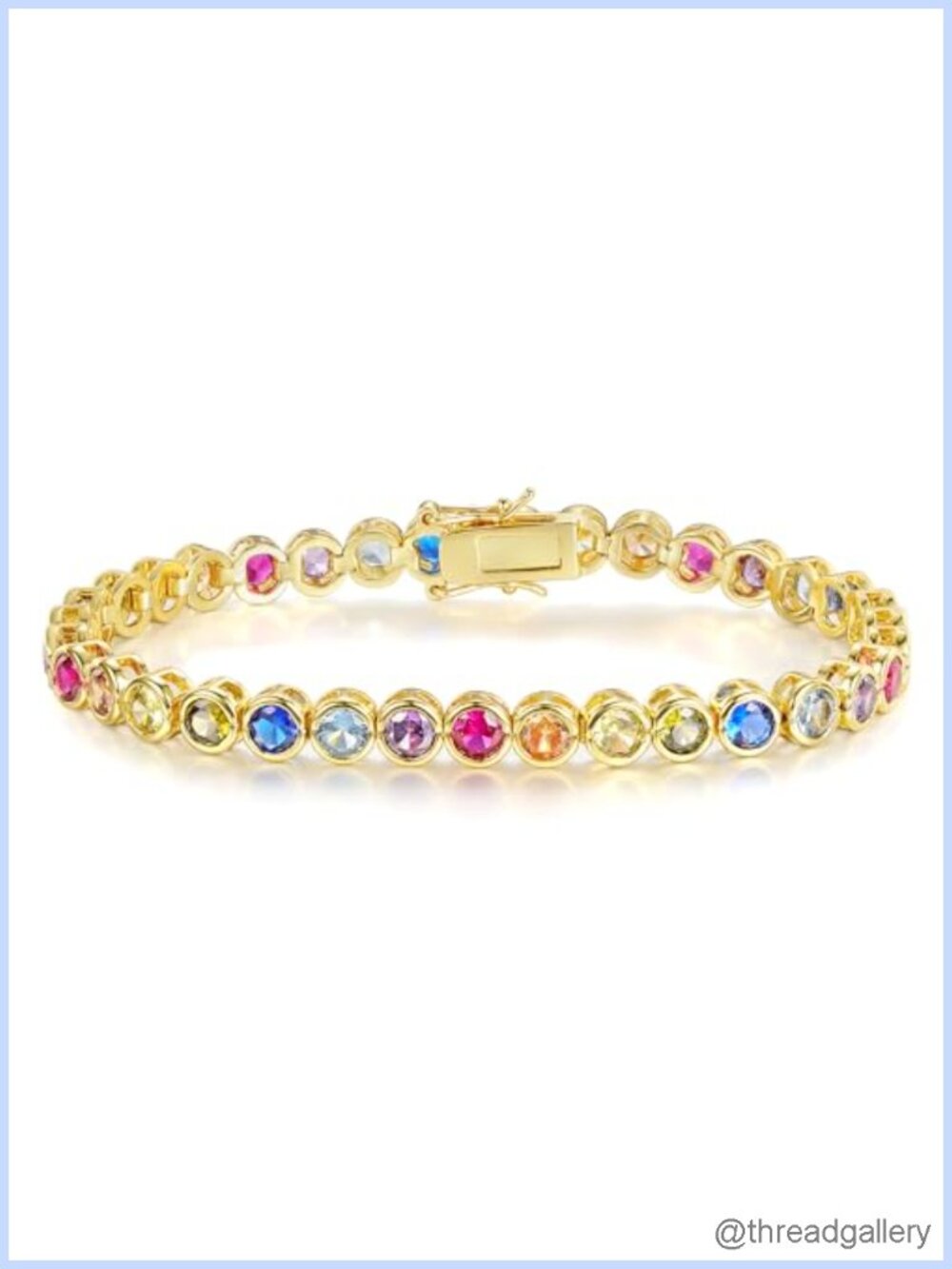 18K Gold Plated Bezel-Set Cubic Zirconia Tennis Bracelet for Women